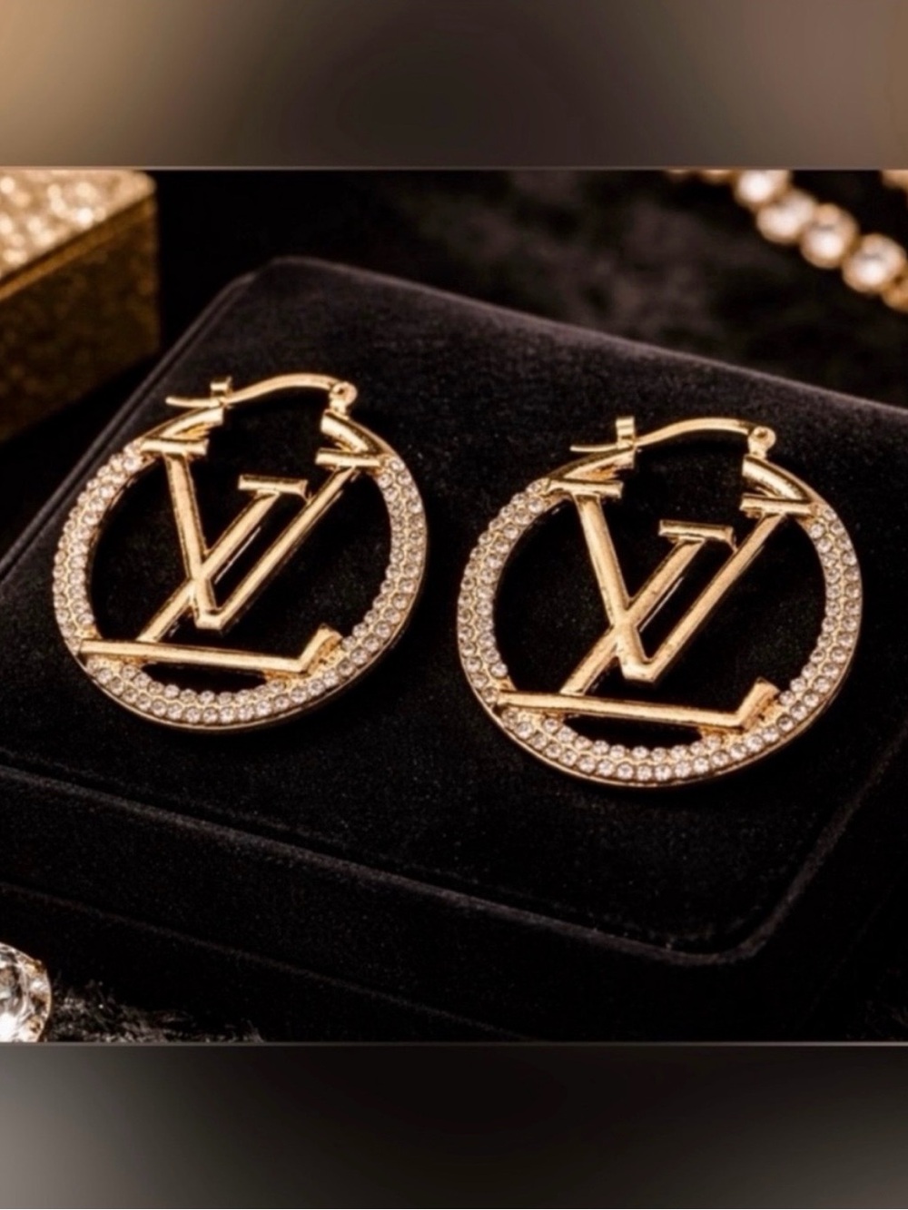 Luxury 18K Gold Hoop Earrings with Rhinestone Accents